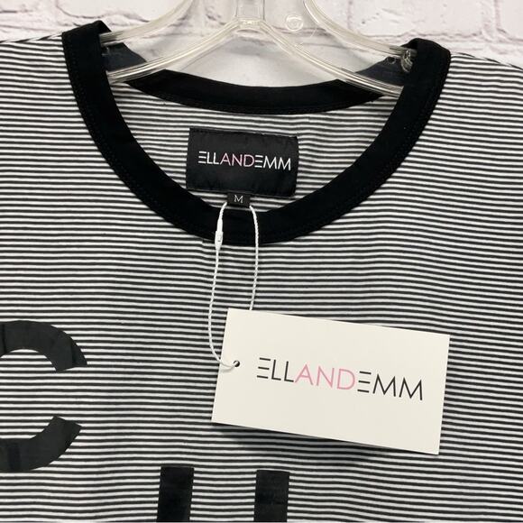 Ellandemm Cha Cha T-Shirt Women's Size M Black/White Striped Vacation Beach NWT - Picture 3 of 8